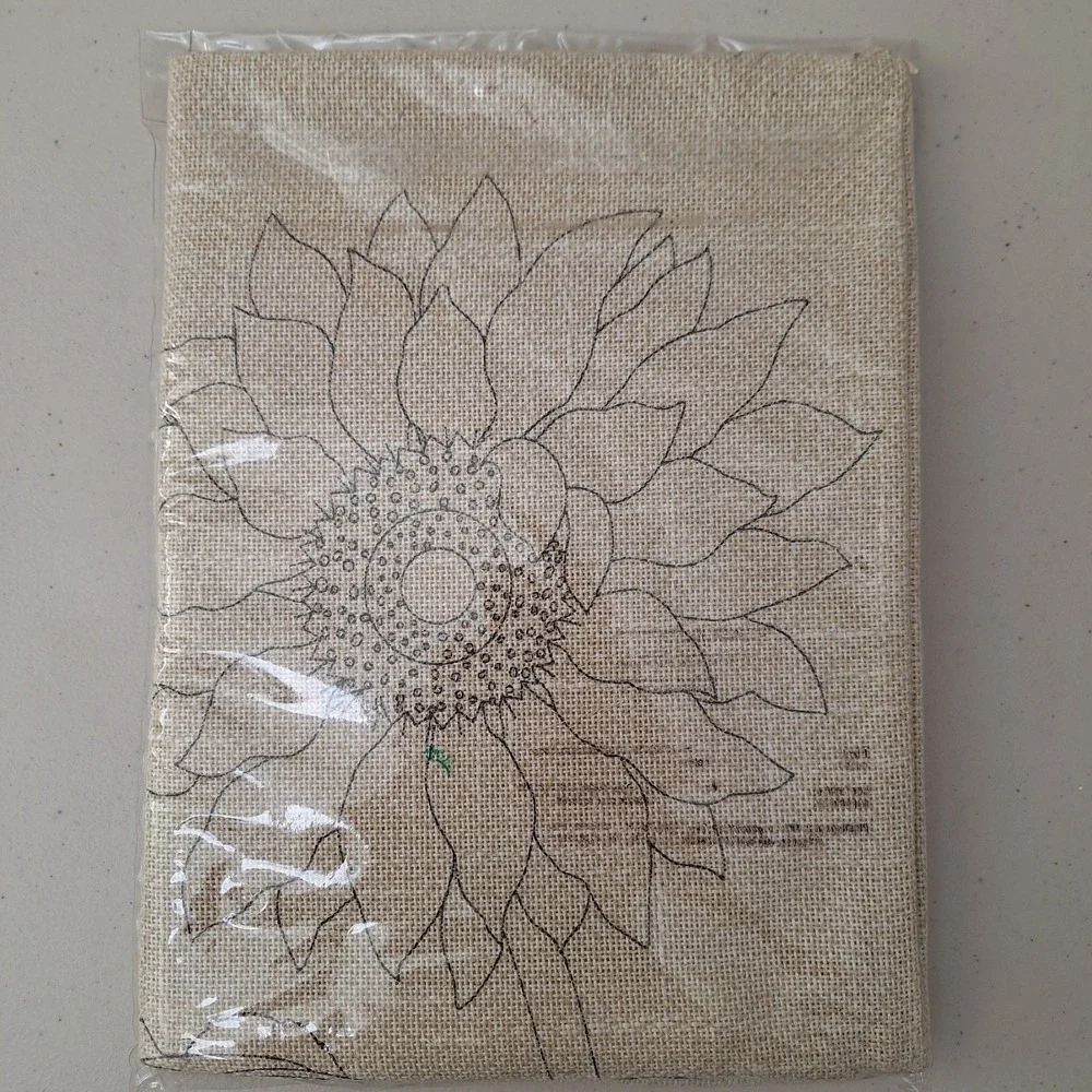Vintage Craftways Embroidered Pillow Cover Kit Sunflower Cushion Cover 16x16in
